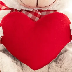 Teddy Bear Derrick w Heart Plush Toy White (21cmST)