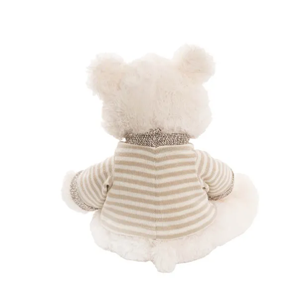 Teddy Bear Frank w Knitted Top Plush Soft Toy White (35cmST)