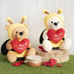 Teddy Bear Jacob w Bee Mine Heart Plush Toy White (32cmST)