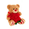 Teddy Bear Kev w Red Bow & Rose Plush Toy Brown (30cmST)