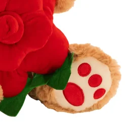 Teddy Bear Kev w Red Bow & Rose Plush Toy Brown (30cmST)