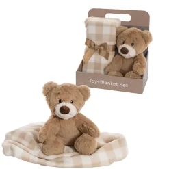 Teddy Bear Louie Gift Pack Bear and Blanket Brown (21cmST)
