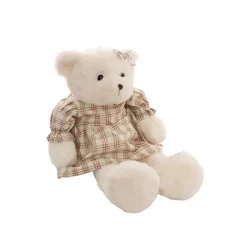 Teddy Bear Lucy w Dress Plush Soft Toy White (25cmST)