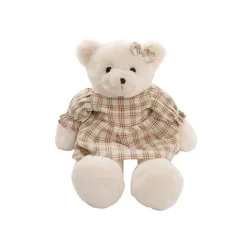 Teddy Bear Lucy w Dress Plush Soft Toy White (25cmST)