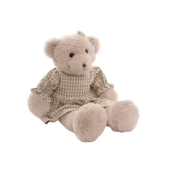 Teddy Bear Lucy w Dress Plush Soft Toy Light Brown (25cmST)