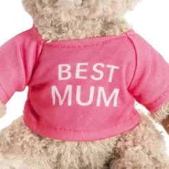Teddy Bear Message Best Mum Hot Pink T Shirt (20cmHT)