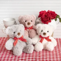 Teddy Bear Pebbles w Heart Bow Plush Soft Toy White (20cmST)