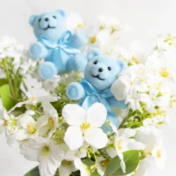 Teddy Bear w Bow Pick Pack 3 Flocked Blue (30.5cmH)
