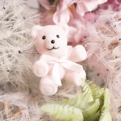 Teddy Bear w Bow Pick Pack 3 Flocked Pink (30.5cmH)