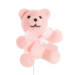 Teddy Bear w Bow Pick Pack 3 Flocked Pink (30.5cmH)