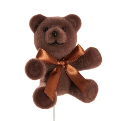 Teddy Bear w Bow Pick Pack 3 Flocked Brown (30.5cmH)