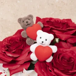 Teddy Bear w Heart Pick Pack 2 Flocked Brown (30.5cmH)