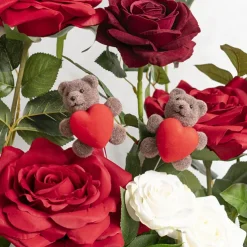 Teddy Bear w Heart Pick Pack 2 Flocked Brown (30.5cmH)