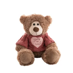 Teddy Bear Walter w Knitted Lots of Love Top Brown (21cmST)