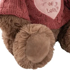 Teddy Bear Walter w Knitted Lots of Love Top Brown (21cmST)