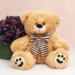 Teddy Bear Wilson w Striped Bow Brown (30cmST)