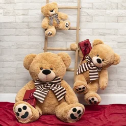 Teddy Bear Wilson w Striped Bow Brown (30cmST)