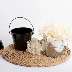 Tin Bucket with Handle Black (12.5Dx10.5cmH)