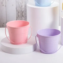 Tin Bucket with Handle Lavender (12.5Dx10.5cmH)