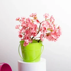 Tin Bucket with Handle Lime (12.5Dx10.5cmH)