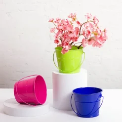 Tin Bucket with Handle Lime (12.5Dx10.5cmH)