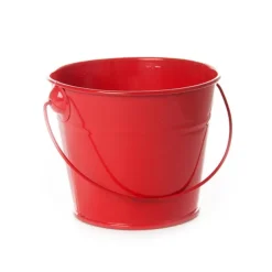 Tin Bucket with Handle Red (12.5Dx10.5cmH)