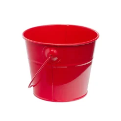 Tin Bucket with Handle Red (12.5Dx10.5cmH)