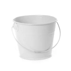 Tin Bucket with Handle White (12.5Dx10.5cmH)