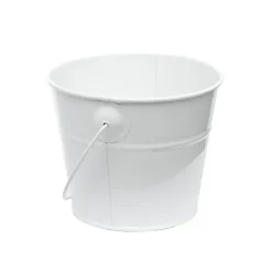 Tin Bucket with Handle White (12.5Dx10.5cmH)