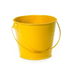 Tin Bucket with Handle Yellow (12.5Dx10.5cmH)