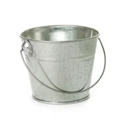 Tin Bucket with Handle Zinc Silver (12.5Dx10.5cmH)