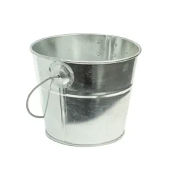 Tin Bucket with Handle Zinc Silver (12.5Dx10.5cmH)