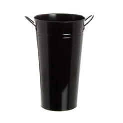 Tin Conical Display Vase with side Handle Black (18x30cmH)