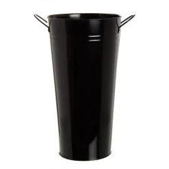 Tin Conical Display Vase with side Handle Black (22x41cmH)