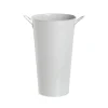 Tin Conical Display Vase with side Handle White (18x30cmH)