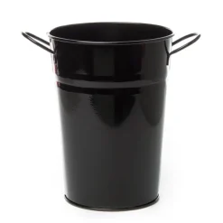 Tin Conical Display Vase with side Handle Black (15x20cmH)