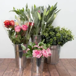 Tin Conical Display Vase side Handle Hammer Zinc (22x41cmH)