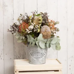 Tin Country Rustic Bucket Zinc (17.5x14cmH)