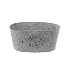 Tin Country Rustic Oval Pot Zinc (21.5x15.5x9.5cmH)