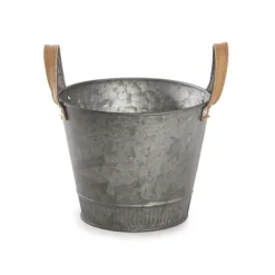 Tin Logan Rustic Metal Bucket Pot Zinc Silver (17.5x14cmH)