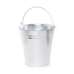 Tin Metal Pail Bucket w Handle 13lt Zinc Silver (27Dx28cmH)