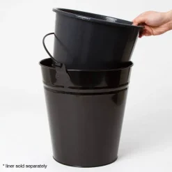 Tin Metal Pail Bucket w Handle 13lt White (27Dx28cmH)