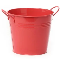 Tin Pot Large side Handles Red (18Dx15cmH)