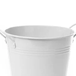 Tin Pot Large side Handles White (18Dx15cmH)