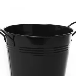 Tin Pot Large side Handles Black (18Dx15cmH)