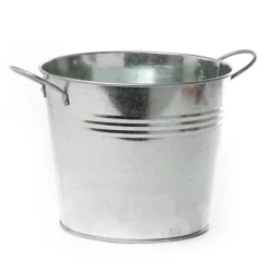 Tin Pot Large side Handles Zinc Silver (18Dx15cmH)