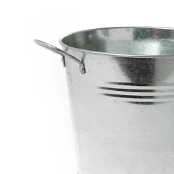 Tin Pot Large side Handles Zinc Silver (18Dx15cmH)