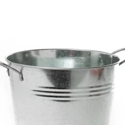 Tin Pot Large side Handles Zinc Silver (18Dx15cmH)
