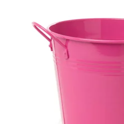 Tin Pot Large side Handles Hot Pink (18Dx15cmH)