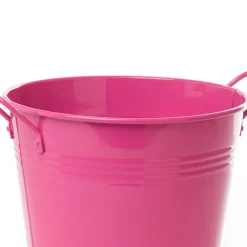 Tin Pot Large side Handles Hot Pink (18Dx15cmH)
